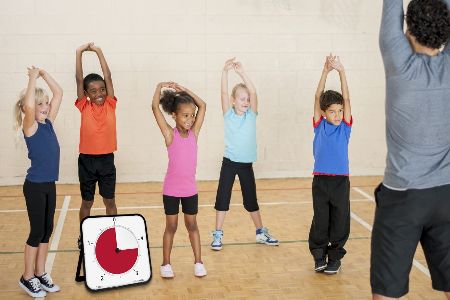 Elementary Kids Stretching In Gym Class Timetimer